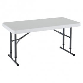 Lifetime 4' Adjustable Folding Table, White Granite, 80160
