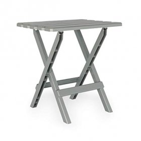 Camco Large Adirondack Portable Outdoor Folding Side Table - Perfect for The Beach, Camping, Picnics, Cookouts and More - Weatherproof and Rust Resistant - Gray (21038)