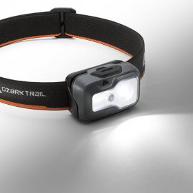 Ozark Trail 500 Lumen Multi-Color LED Headlamp - Lightweight 3 oz, 3 AAA Batteries - Gray & Orange