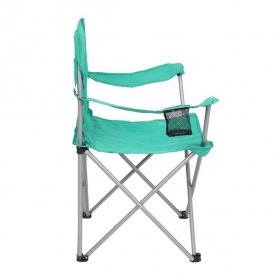 Ozark Trail Basic Quad Folding Camp Chair with Cup Holder, Teal, Outdoor