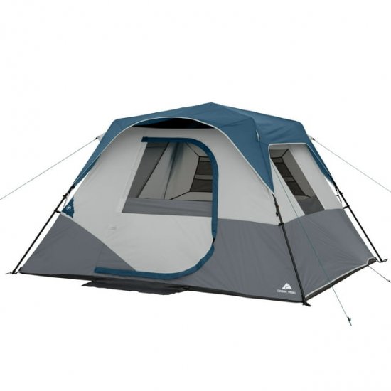 Ozark Trail 10\' x 9\' 6-Person Instant Cabin Tent with LED Light, 19.38 lbs