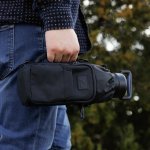 Ozark Trail 32-40 fl oz Water Bottle Sling Carrier with Shoulder Strap and Front Zipper Pocket, Black