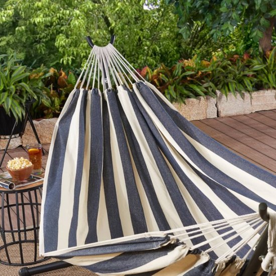 Mainstays Palco black and White Striped Hammock in a Bag, Hammock Size 98.43 x 59.06\" (L x W), Load Capacity 250 Lbs
