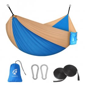 QUANFENG QF Hammock Portable Single Camping Hammock, Support 330lbs, Blue/Yellow