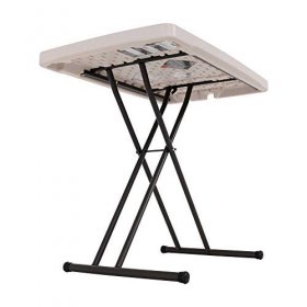 lifetime 28240 adjustable folding laptop table tv tray, 30 inch, almond