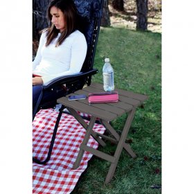 Camco 51885 Large Adirondack Portable Outdoor Folding Side Table - Charcoal