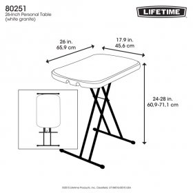Lifetime 26" Personal Folding Table, White Granite, 80251