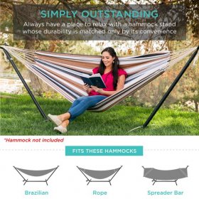 Best Choice Products 9ft Portable Heavy-Duty Steel Hammock Stand w/ Built-In Wheel, Case, Weather-Resistant Finish