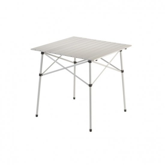 Coleman Compact 27.6\" x 27.6\" x 27.6\" Roll-Top Aluminum Adult Camping Table, Silver