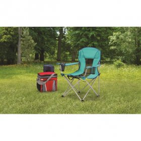 Ozark Trail Oversize Mesh Folding Camp Chair with Cup Holders for Outdoor,Aqua, Adult.