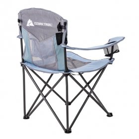 New OZARK TRAIL OUTDOOR COMFORT MESH CHAIR WITH CUP HOLDER, PURPLE/GREY!
