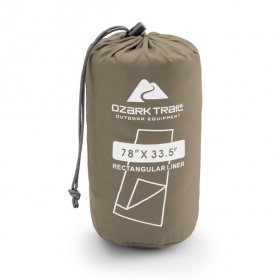 Ozark Trail Breathable Polyester Camping Sleeping Bag Liner Sheet, Adult/ Young Adult - Beige (size 78" L x 33.5" W)