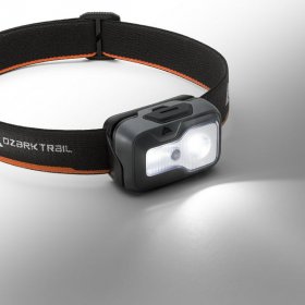 Ozark Trail 500 Lumen Multi-Color LED Headlamp - Lightweight 3 oz, 3 AAA Batteries - Gray & Orange