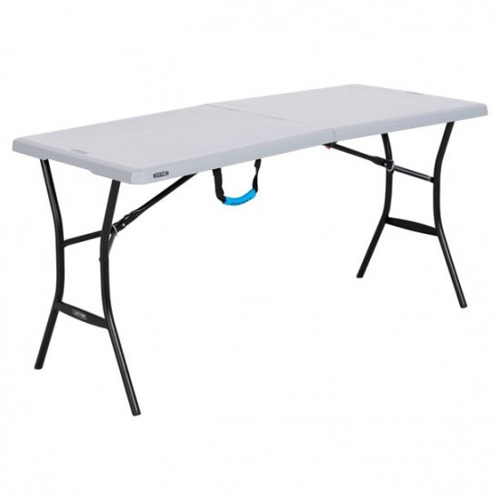 Lifetime 5-Foot Fold-In-Half and Outdoor Table, Gray, 60.3\'\' x 25.5\'\' x 29\'\'