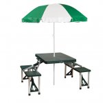 Stansport Folding Picnic Table with Umbrella, Aluminum Frame
