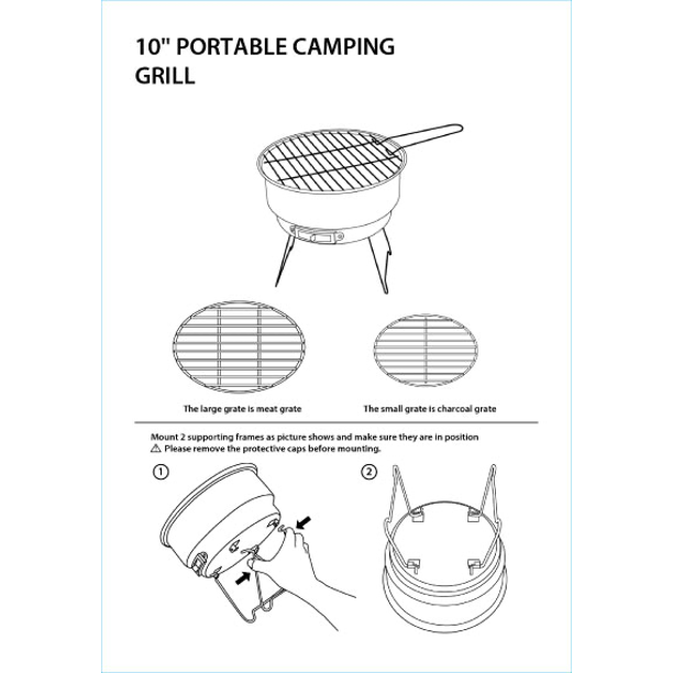Ozark Trail 10" Steel Portable Camping Charcoal Grill, Model 31313