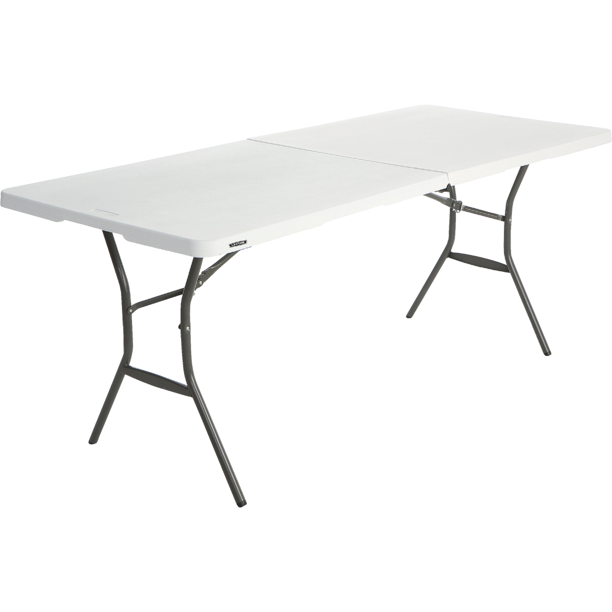 Lifetime Essential 6 Ft. x 30 In. White Granite Fold-In-Half Table 80333