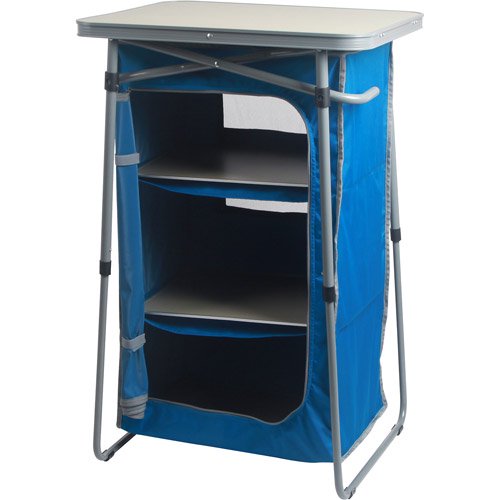 Ozark Trail 3-Shelf Collapsible Cabinet with Table Top, Blue, 23\" L x 19\" W